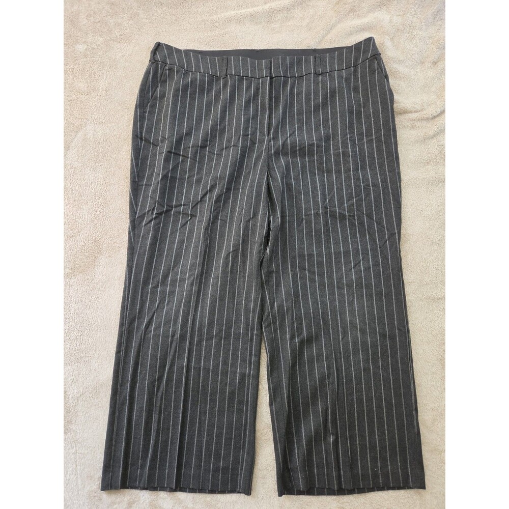 Lane Bryant Womens Size 28 Wide Leg Trouser Heather Gray Pinstripe Collegiate